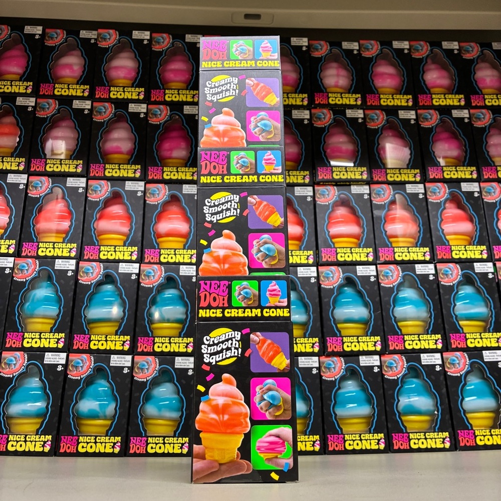 NeeDoh Nice Cream Cone SET OF 3 Nee Doh Ice Cream Cone Toy Pink Orange Blue NEW - Picture 3 of 4